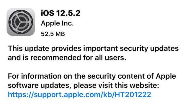 栾城苹果手机维修分享iOS12.5.2发布，建议所有老苹果用户安装 